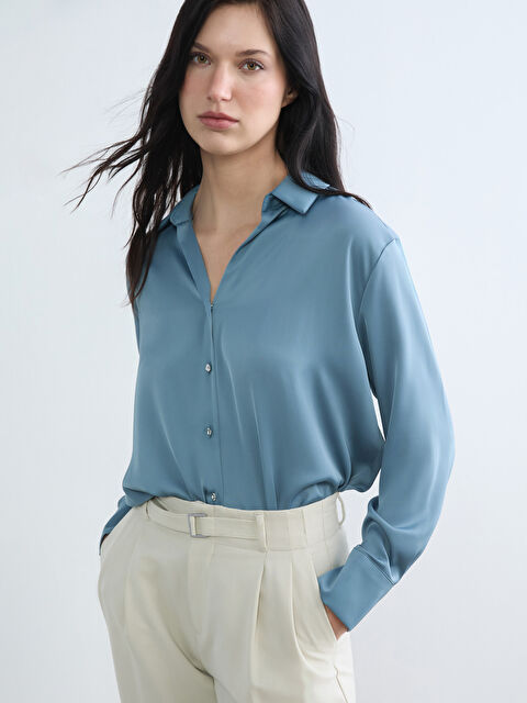 LCWAIKIKI Classic Saten Kadın Gömlek - S6G852Z8-L4U