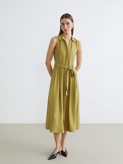 LCW EVERYDAY Women's Shirt Dress with Belt - S6G858Z8-GBK