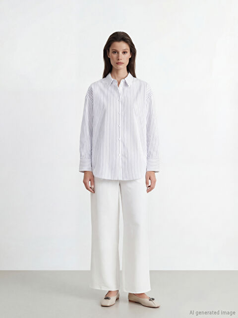 LCW Modest Beli Lastikli Geniş Paça Kadın Pantolon	 - S6G867Z8-QVD