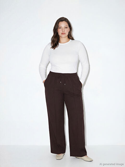 LCW Modest Beli Lastikli Geniş Paça Kadın Pantolon - S6G868Z8-DJ7