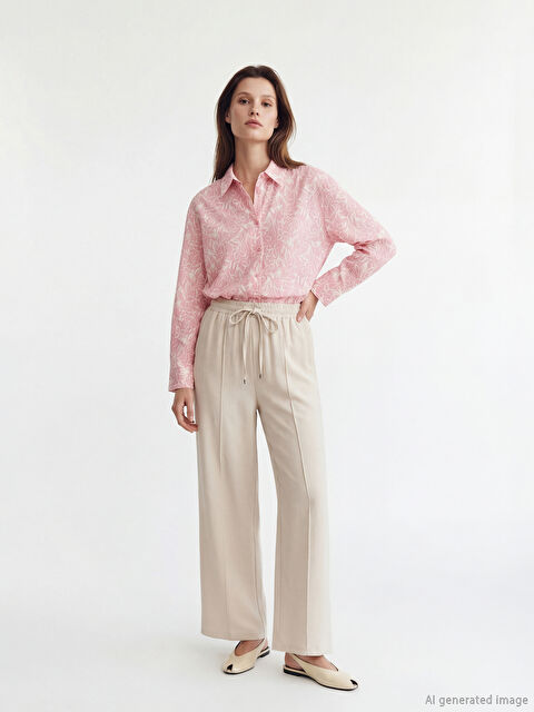 LCW Modest Beli Lastikli Geniş Paça Kadın Pantolon - S6G868Z8-ZAB