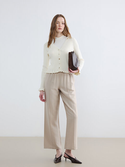 LCW Modest Beli Lastikli Geniş Paça Kadın Pantolon