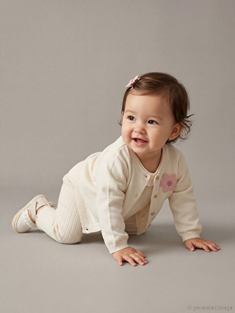 LCW baby Çiçek Nakışlı Kız Bebek Triko Hırka - S6G922Z1-FDL