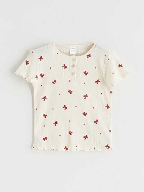 LCW ECO Fiyonk Baskılı Kız Çocuk Tişört - S6G973Z1-LQB