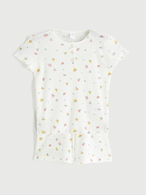 LCW ECO Bisiklet Yaka Kız Çocuk Tişört ve Şort - S6G974Z1-LRA