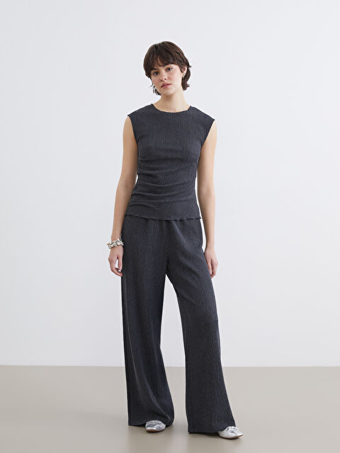 XSIDE Elastic Waist Textured Women's Trousers - S6G982Z8-VDL