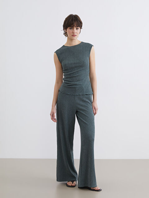 XSIDE Elastic Waist Textured Women's Trousers - S6G982Z8-ZSY