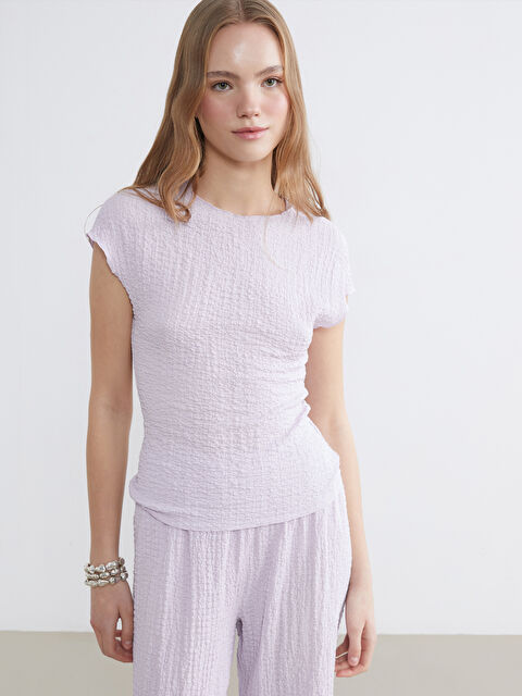 XSIDE Crew Neck Textured Blouse