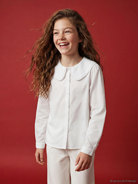 LCW Kids Bebe Yaka Kız Çocuk Gömlek - S6G988Z4-Q6K