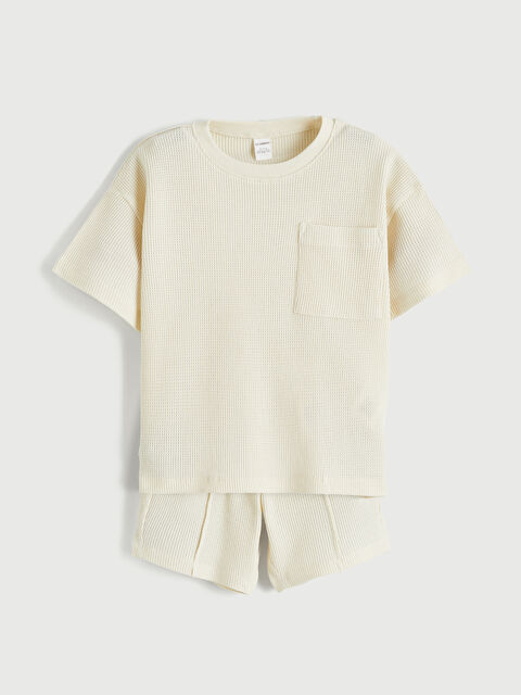 LCW Kids Cepli Erkek Çocuk Waffle Tişört ve Şort - S6GA00Z1-QVK