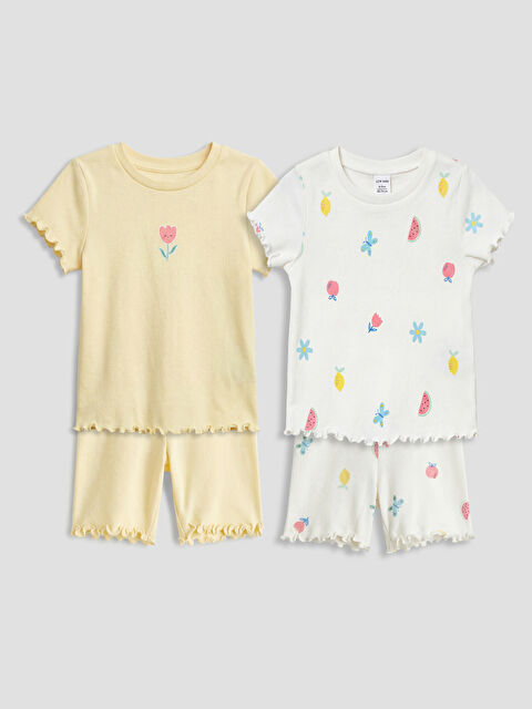 LCW baby Baskılı Kız Bebek Şortlu Takım 2'li