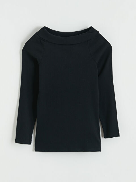 LCW Kids Kayık Yaka Uzun Kollu Kız Çocuk Tişört - S6GA67Z4-CVL