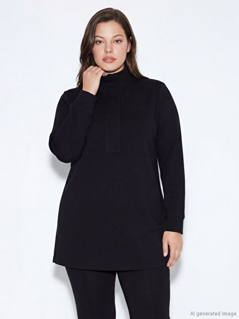 LCW Modest Dik Yaka Soft Touch Kadın Sweatshirt Tunik - S6GA69Z8-CVL