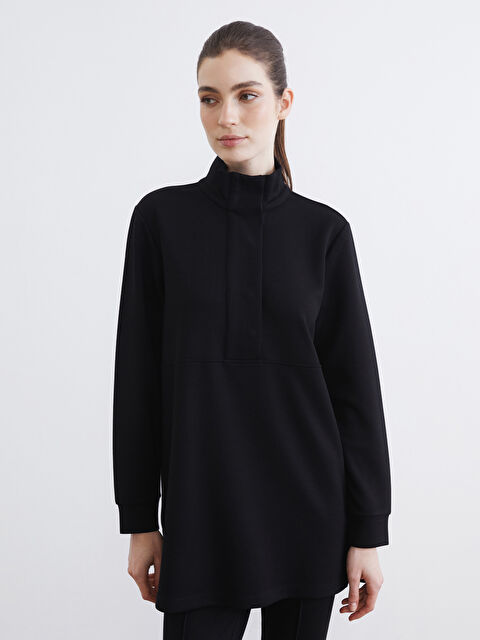 LCW Modest Dik Yaka Soft Touch Kadın Sweatshirt Tunik - S6GA69Z8-CVL