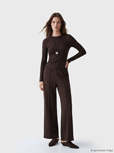 LCW Modest Beli Lastikli Geniş Paça Kadın Eşofman Altı