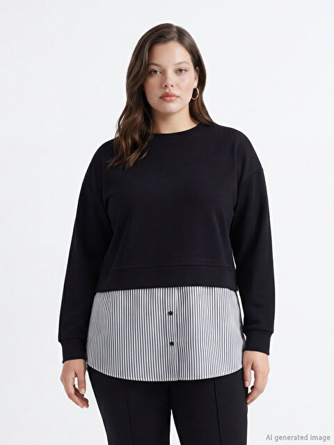 LCW Modest Gömlek Detaylı Kadın Sweatshirt Tunik	 - S6GA71Z8-CVL