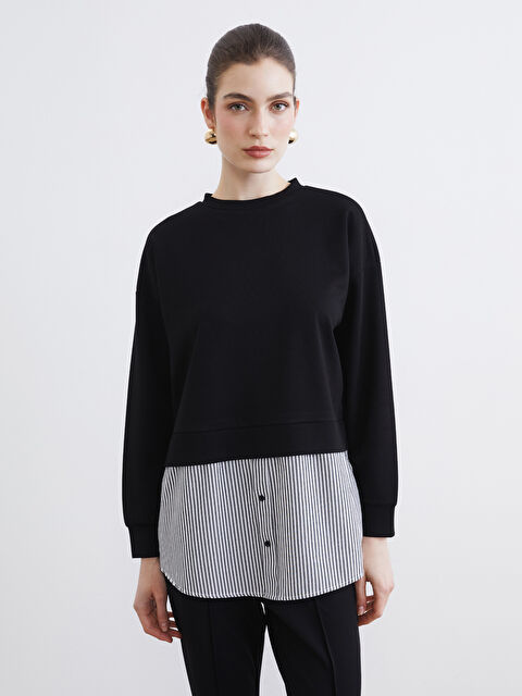 LCW Modest Gömlek Detaylı Kadın Sweatshirt Tunik	 - S6GA71Z8-CVL