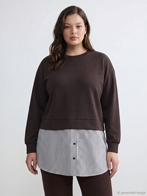 LCW Modest Gömlek Detaylı Kadın Sweatshirt Tunik	 - S6GA71Z8-HMK