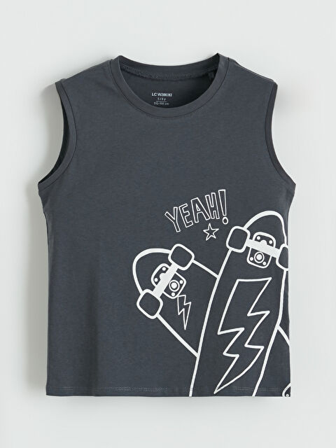 LCW Kids Bisiklet Yaka Baskılı Erkek Çocuk Atlet