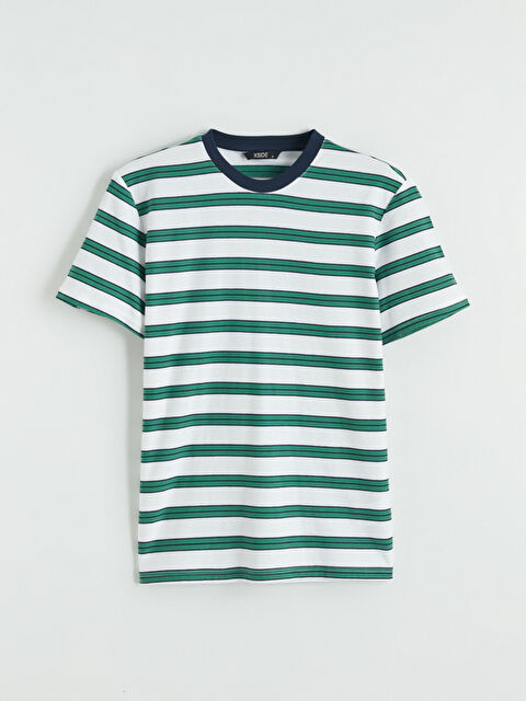 XSIDE Bisiklet Yaka Çizgili Penye Erkek Tişört - S6GB54Z8-LFT
