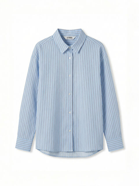 LCW Kids Kız Çocuk Çizgili Poplin Gömlek - S6GB71Z4-LEN