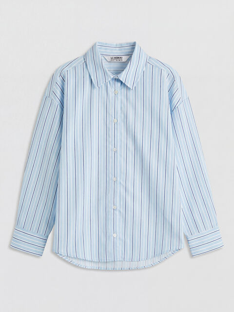 LCW Kids Girls' Striped Poplin Shirt - S6GB71Z4-LEN