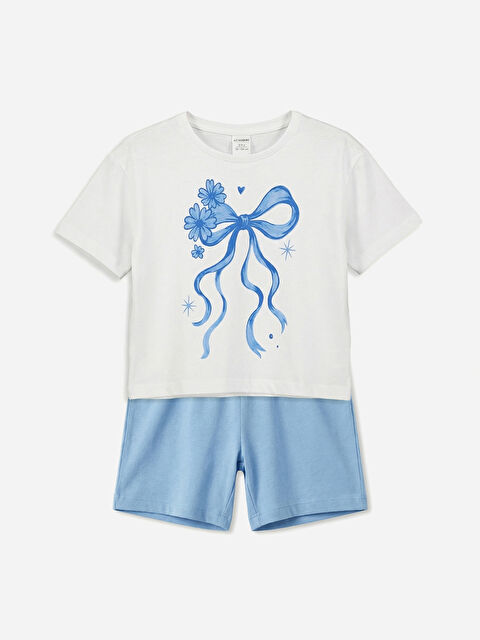 LCW Kids Fiyonk Baskılı Kız Çocuk Tişört ve Şort - S6GC16Z1-GHZ