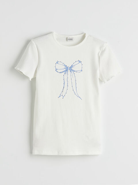 LCW Kids Fiyonk Baskılı Kız Çocuk Tişört - S6GC35Z4-R9J