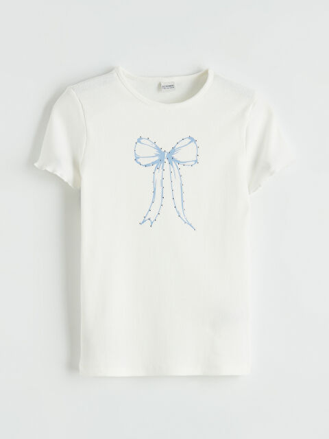 LCW Kids Fiyonk Baskılı Kız Çocuk Tişört - S6GC35Z4-R9J