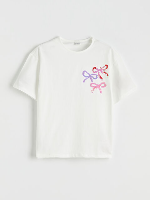 LCW Kids Payet İşlemeli Kız Çocuk Tişört - S6GC46Z4-R9J