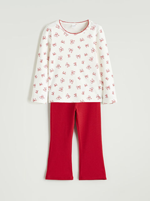 LCW Kids Kurdele Baskılı Kız Çocuk Bluz ve Tayt - S6GC74Z1-LTQ