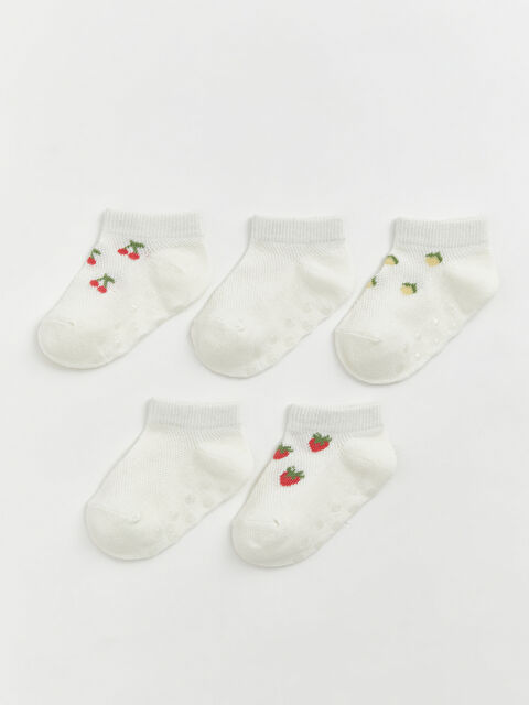 LCW baby Kız Bebek Desenli 5'li Paket Patik Çorap