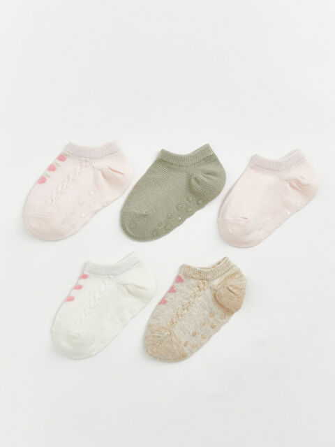 LCW Kids Kaydırmaz Taban Kız Bebek Patik Çorap 5'li