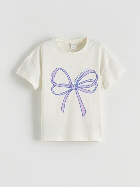 LCW Kids Bisiklet Yaka Baskılı Kız Çocuk Tişört - S6GD09Z1-FDU