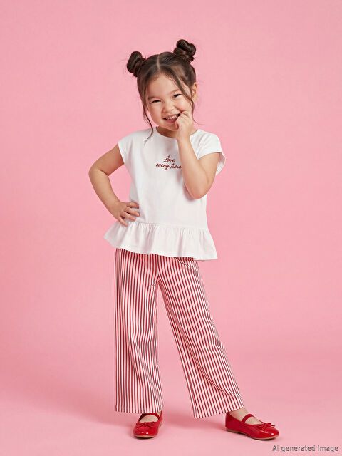 LCW Kids Bisiklet Yaka Kız Çocuk Bluz ve Pantolon - S6GD29Z1-FDU