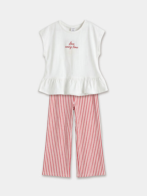 LCW Kids Bisiklet Yaka Kız Çocuk Bluz ve Pantolon - S6GD29Z1-FDU