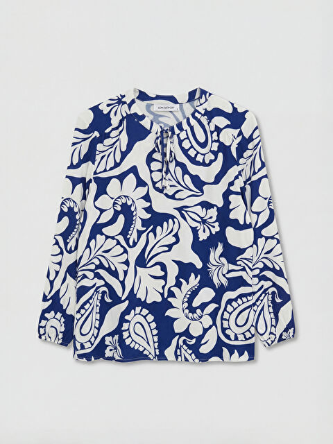 LCW EVERYDAY Kadın Bağlama Detaylı Hakim Yaka Desenli Bluz - S6GD39Z8-LSJ