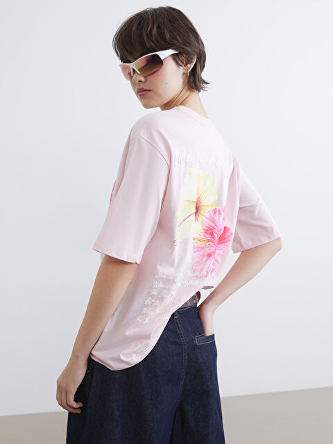 XSIDE Çiçekli Oversize Kadın Tişört - S6GD61Z8-QNT