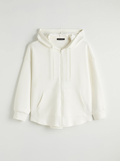 LCW Modest Kapüşonlu Soft Touch Kadın Fermuarlı Sweatshirt	 - S6GD64Z8-FEJ