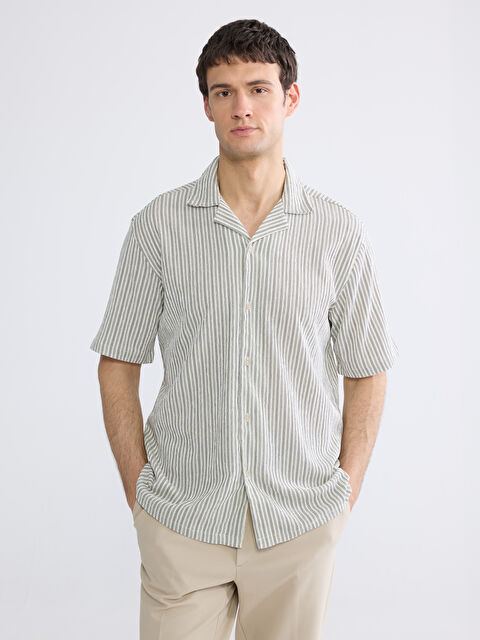 LCW Vision რეგულარული მოყვანილობის ქემპის საყელო ზოლიანი მამაკაცის პერანგი - S6GE07Z8-LFC