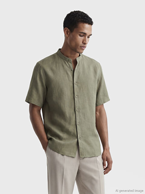 LCW Vision Κανονική Εφαρμογή Πουκάμισο με Γιακά Μπάντα για Άνδρες - S6GE11Z8-ZDB