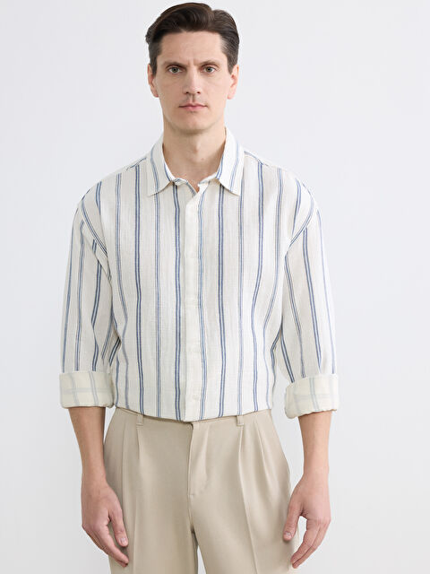 LCW Vision Regular Fit Çizgili Erkek Gömlek - S6GE35Z8-LEN