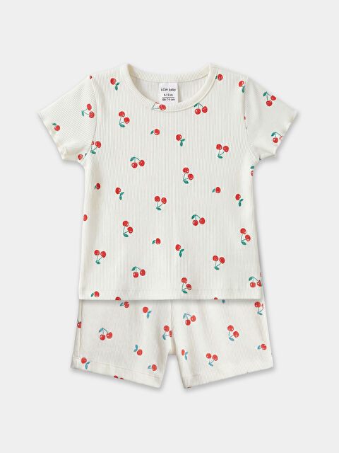 LCW baby Cherry-Print Baby Girl Blouse and Shorts Set - S6GE57Z1-LRA