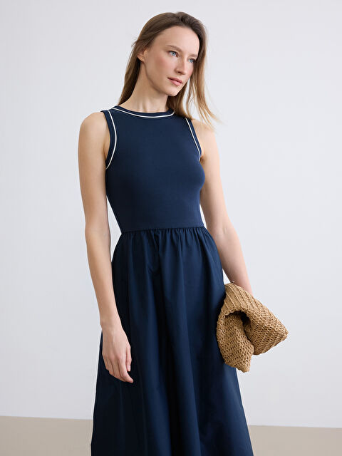 LCW Vision Crew Neck Waisted Dress