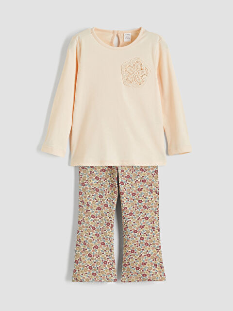 LCW Kids Çiçekli Kız Çocuk Penye Bluz ve Tayt - S6GG26Z1-FRQ