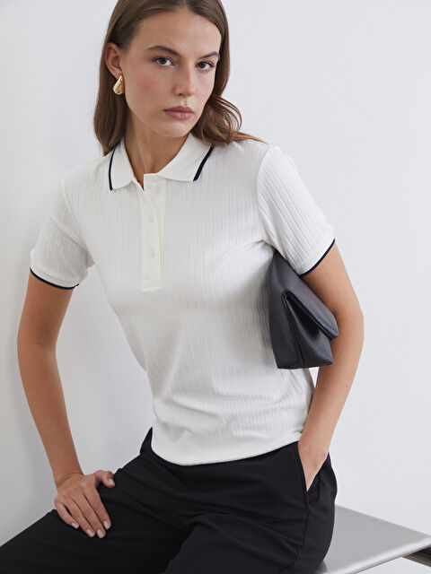 LCW ECO Polo Yaka Fitilli Kadın Tişört - S6GG31Z8-FDU