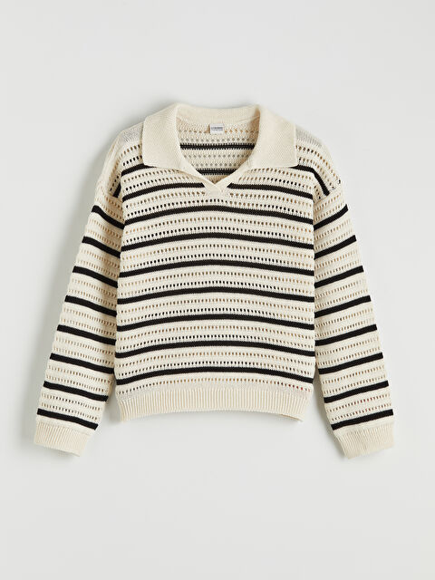 LCW Kids Polo Yaka Kız Çocuk Triko Kazak - S6GG32Z4-SZ5