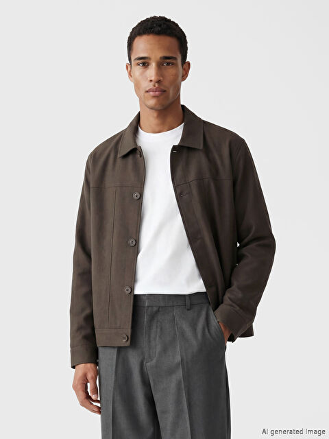 LCW Vision Loose Fit Gömlek Yaka Erkek Mont