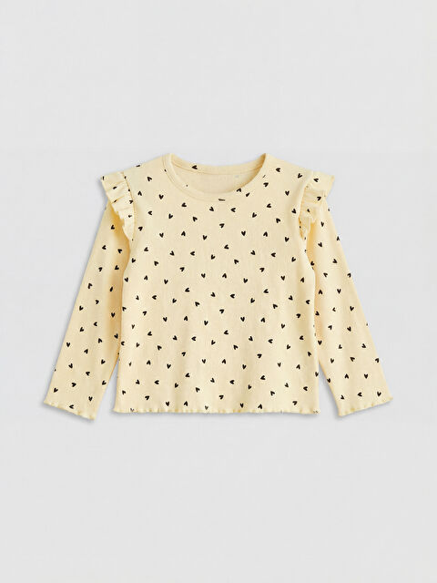 LCW baby Kalp Baskılı Kız Bebek Tişört