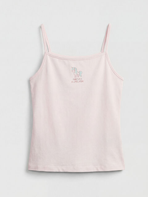 LCW Kids Kare Yaka İp Askılı Kız Çocuk Atlet